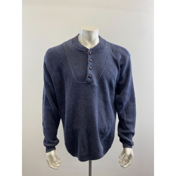 Northern Element Men's Vintage Henley Neck Sweater Size Medium Blue Long Sleeve - Picture 1 of 4